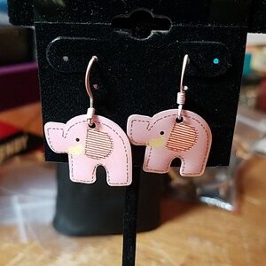 Pink Elephant Earrings
